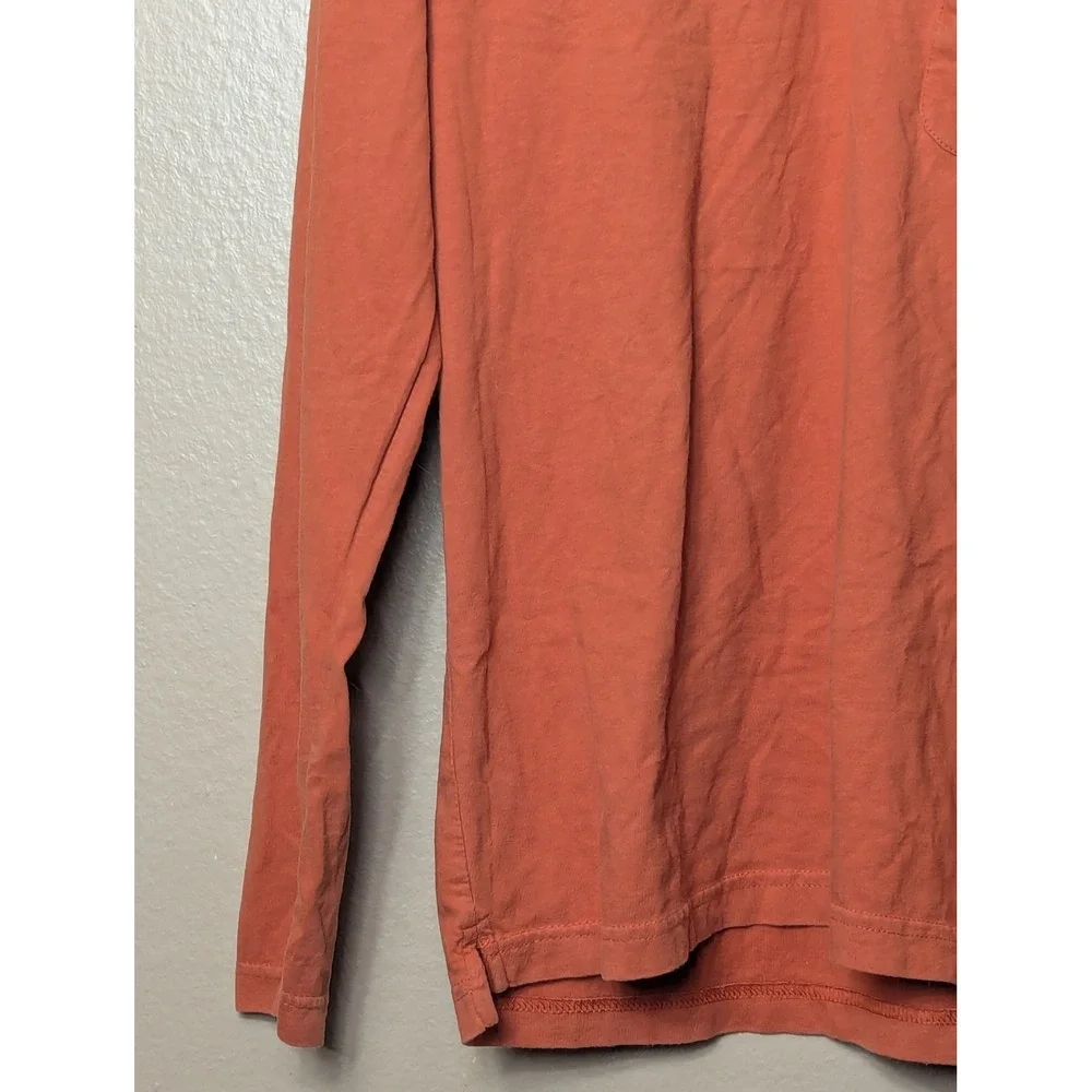 Banana Republic Polo Shirt Mens M Orange Long Sleeve V-Neck Cotton Chest Pocket